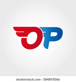 Aerodynamic initials letter OP logo. Vector graphic design template elements for your company