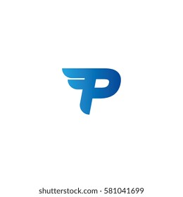 Aerodynamic initials letter P logo. Vector graphic design template elements for your company.