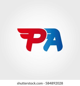 Aerodynamic initials letter PA logo. Vector graphic design template elements for your company