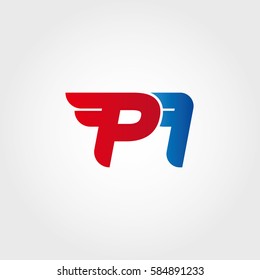 Aerodynamic initials letter PI logo. Vector graphic design template elements for your company