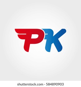 Aerodynamic initials letter PK logo. Vector graphic design template elements for your company