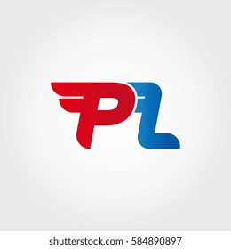 Aerodynamic initials letter PL logo. Vector graphic design template elements for your company