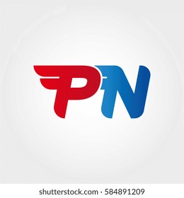 Aerodynamic initials letter PN logo. Vector graphic design template elements for your company