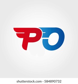 Aerodynamic initials letter PO logo. Vector graphic design template elements for your company