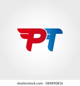 Aerodynamic initials letter PT logo. Vector graphic design template elements for your company