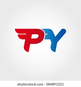 Aerodynamic initials letter PY logo. Vector graphic design template elements for your company