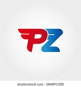 Aerodynamic initials letter PZ logo. Vector graphic design template elements for your company
