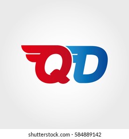 Aerodynamic initials letter QD logo. Vector graphic design template elements for your company