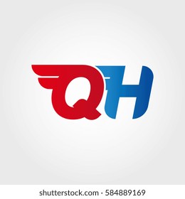 Aerodynamic initials letter QH logo. Vector graphic design template elements for your company