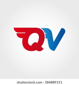 Aerodynamic initials letter QV logo. Vector graphic design template elements for your company