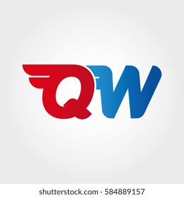 Aerodynamic initials letter QW logo. Vector graphic design template elements for your company