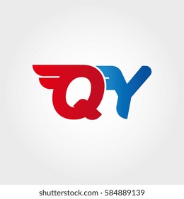 Aerodynamic initials letter QY logo. Vector graphic design template elements for your company