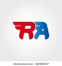 Aerodynamic initials letter RA logo. Vector graphic design template elements for your company
