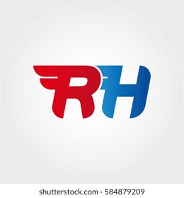Aerodynamic initials letter RH logo. Vector graphic design template elements for your company