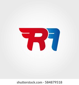 Aerodynamic initials letter RI logo. Vector graphic design template elements for your company