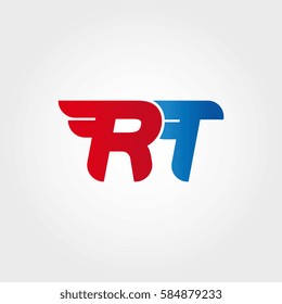 Aerodynamic initials letter RT logo. Vector graphic design template elements for your company