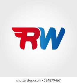 Aerodynamic initials letter RW logo. Vector graphic design template elements for your company