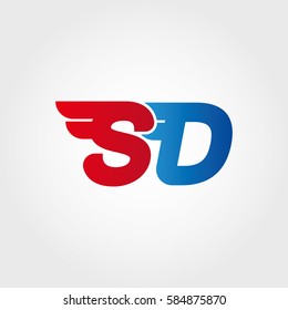 Aerodynamic initials letter SD logo. Vector graphic design template elements for your company