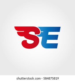 Aerodynamic initials letter SE logo. Vector graphic design template elements for your company