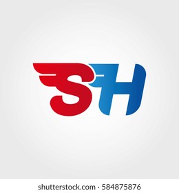 Aerodynamic initials letter SH logo. Vector graphic design template elements for your company