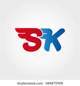 Aerodynamic initials letter SK logo. Vector graphic design template elements for your company