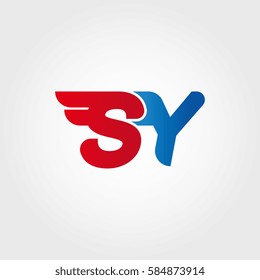Aerodynamic initials letter SY logo. Vector graphic design template elements for your company