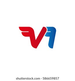 Aerodynamic initials letter V combination logo