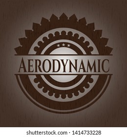 Aerodynamic retro wood emblem. Vector Illustration.