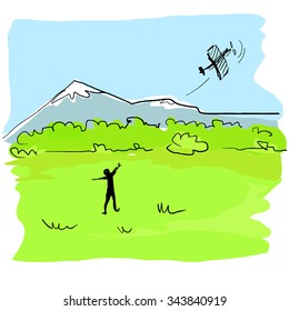 Aeromodelling. Flying the plane in the sky