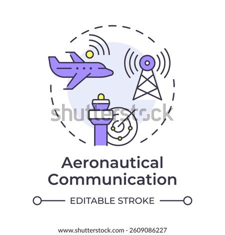Aeronautical communication multi color concept icon. Tower control, technology. Flight management. Round shape line illustration. Abstract idea. Graphic design. Easy to use in article, blog post