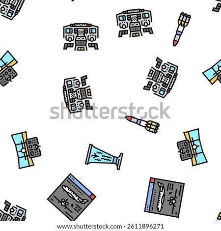 aeronautical engineer aircraft vector seamless pattern thin line illustration