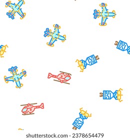 aeronautical engineer aviation vector seamless pattern thin line illustration