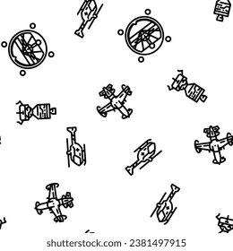 aeronautical engineer aviation vector seamless pattern thin line illustration