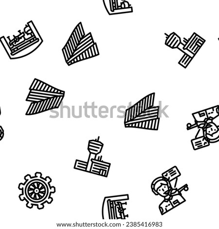 aeronautical engineer aviation vector seamless pattern thin line illustration