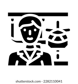 vector de icono de glifos de ingeniero aeronáutico. signo del trabajador de ingeniería aeronáutica. ilustración de símbolo aislado