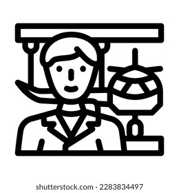 vector de icono de línea de trabajo de ingeniero aeronáutico. signo del trabajador de ingeniería aeronáutica. símbolo de contorno aislado ilustración negra