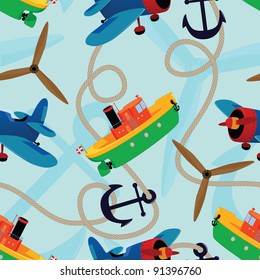 Aeronautical and nautical seamless pattern.