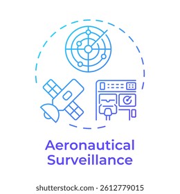Aeronautical surveillance blue gradient concept icon. Satellite navigation, radar system. Round shape line illustration. Abstract idea. Graphic design. Easy to use in article, blog post