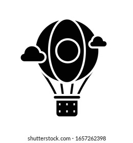 Aeronautics black icon, concept illustration, vector flat symbol, glyph sign.