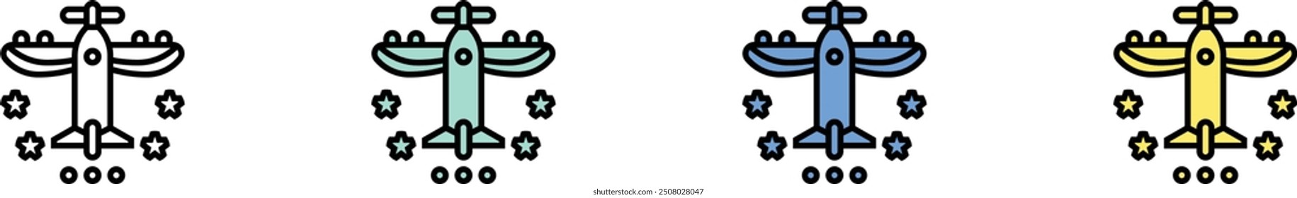 aeronautics icon. Outline, Green, Blue and Yellow Style Design Isolated On White Background