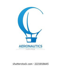Aeronautics. Logo, logo or sticker template for web design and creative idea. Design in a flat style