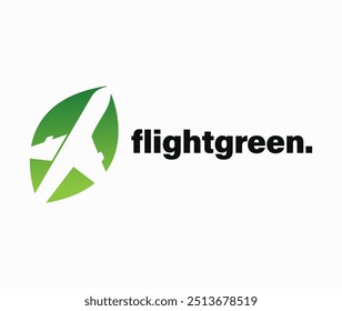 Aeroplan con el logotipo del globo, diseño de Plantilla de Vector de la agencia de viajes Flight Green. Logotipo de vuelo creativo