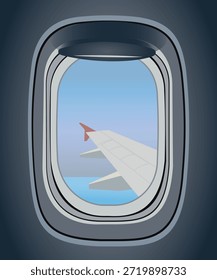 Aeroplan window side view. vector illustration