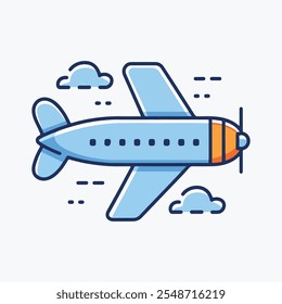 Ein Flugzeug in der Luft mit Wolkengrafik 