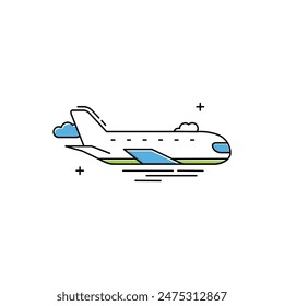 Aeroplane, Air Travel, Commercial Flight, Aviation Icons, Airplane Journey, Flight Icons, Airline Travel, Passenger Plane, Flight Route, Aircraft Vector Illustration Icon Design