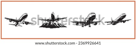 aeroplane airbus airplane flat minimal vector logo style silhouette collection
