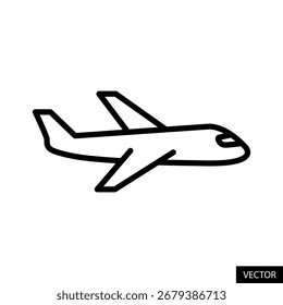 Avión, avión, icono de Vector de vuelo en diseño de estilo de línea para el Sitio web, App, UI, aislado sobre fondo blanco. Trazo editable. Ilustración vectorial EPS 10.