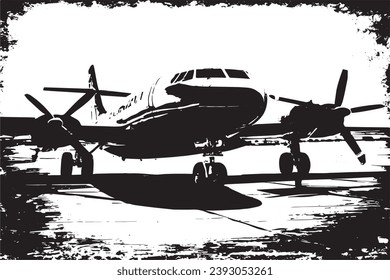 aeroplane black grungy texture vector illustration, black and white texture for background