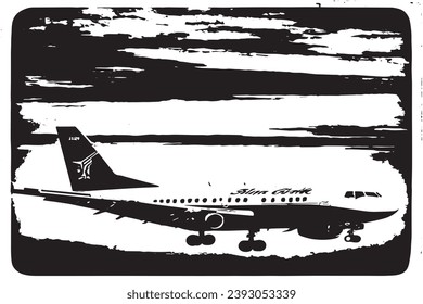 aeroplane black grungy texture vector illustration, black and white texture for background