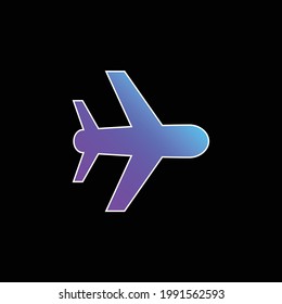Blaues Farbverlauf-Vektorsymbol des Flugzeugs